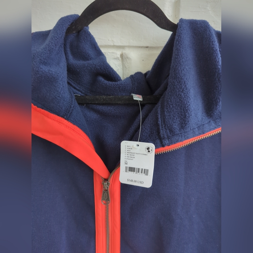 Free People Dark Blue and Bright Orange Hoodie - Picture 5 of 8